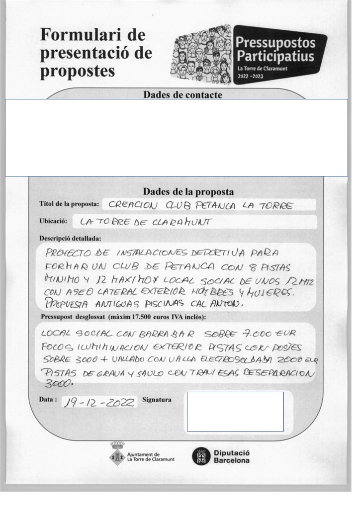 Imatge pels mitjans: CREACIÓ PISTES DE PETANCA I CLUB LA TORRE PETANCA